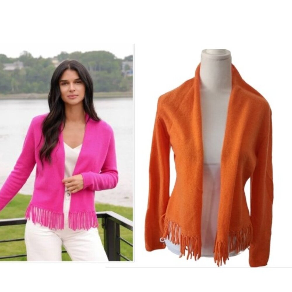 NEW Alashan Open Front Cashmere Eleanor Fringe in Sunset